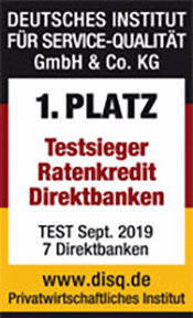 1822direkt Ratenkredit Testsiegel